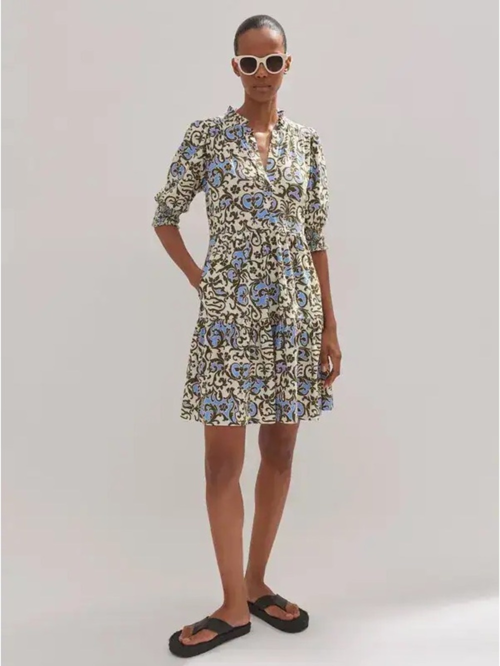 Me+Em batik floral print short slub dress size 6
